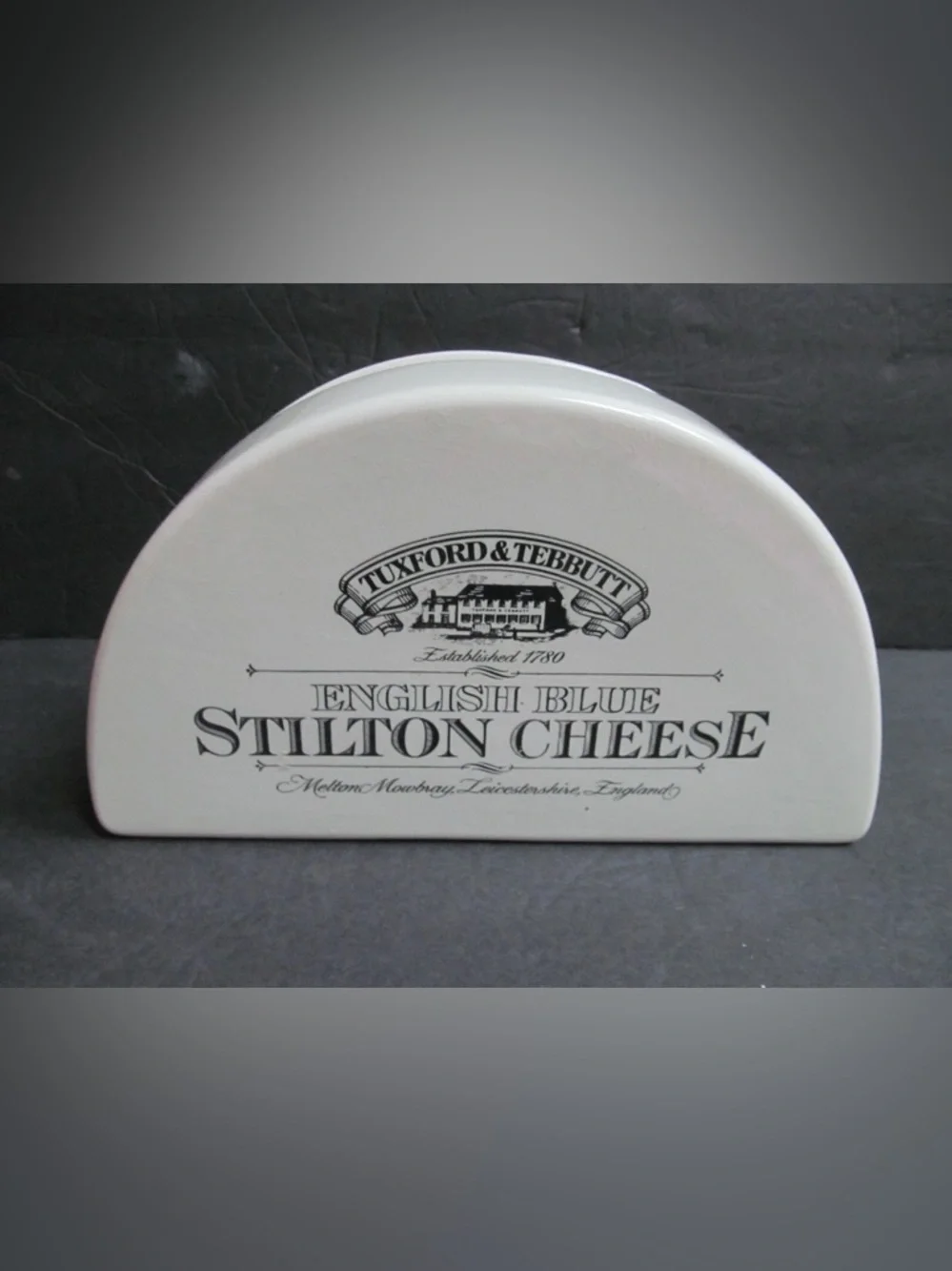 Tuxford & Tebbutt Stilton Cheese Vintage Ceramic Dish half moon